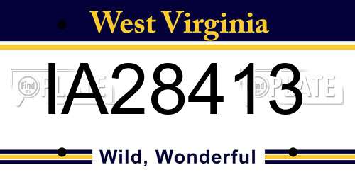 IA28413 West Virginia License Plate