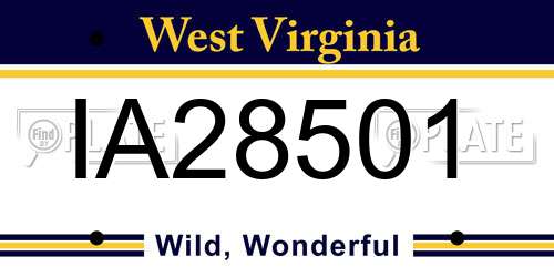 IA28501 West Virginia License Plate
