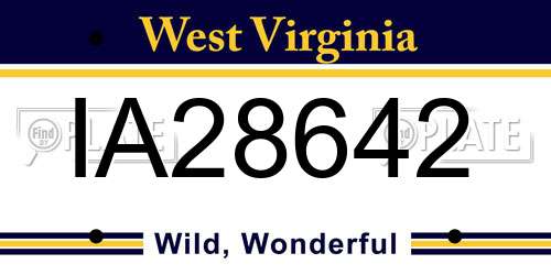 IA28642 West Virginia License Plate