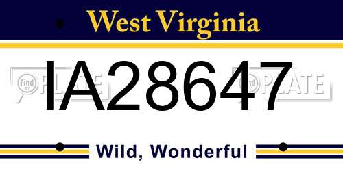 IA28647 West Virginia License Plate