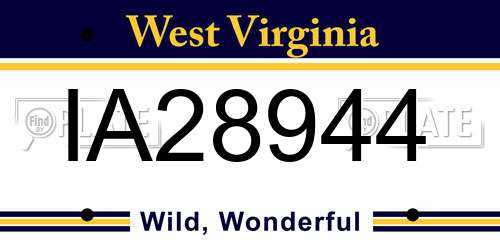 IA28944 West Virginia License Plate