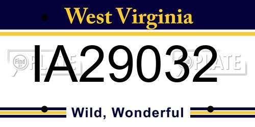 IA29032 West Virginia License Plate