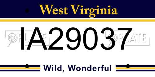IA29037 West Virginia License Plate