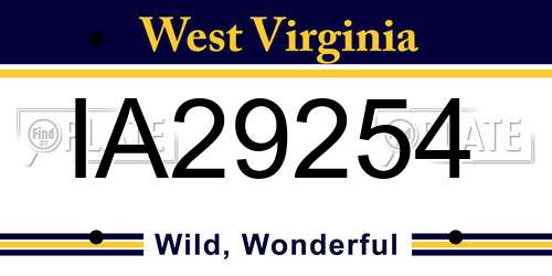 IA29254 West Virginia License Plate