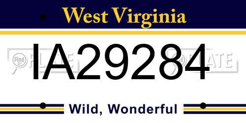 IA29284 West Virginia License Plate