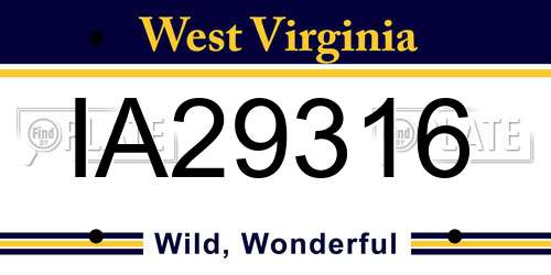 IA29316 West Virginia License Plate