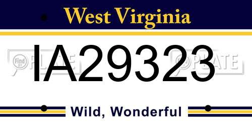 IA29323 West Virginia License Plate