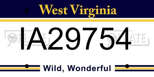 IA29754 West Virginia License Plate
