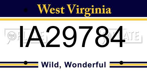 IA29784 West Virginia License Plate