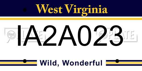 IA2A023 West Virginia License Plate