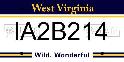 IA2B214 West Virginia License Plate