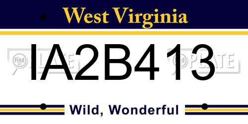 IA2B413 West Virginia License Plate