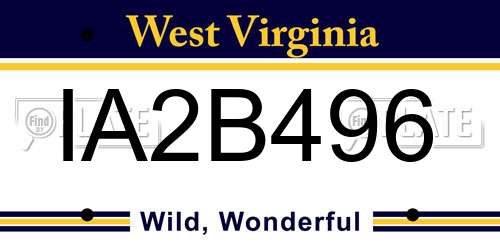 IA2B496 West Virginia License Plate