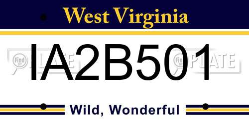 IA2B501 West Virginia License Plate