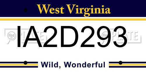 IA2D293 West Virginia License Plate