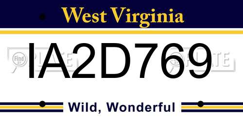 IA2D769 West Virginia License Plate