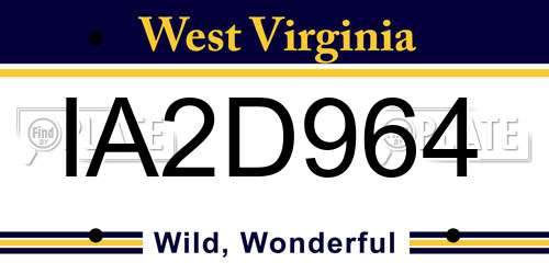 IA2D964 West Virginia License Plate
