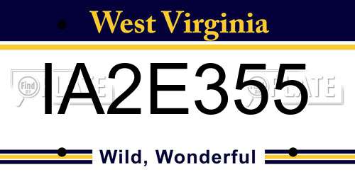 IA2E355 West Virginia License Plate