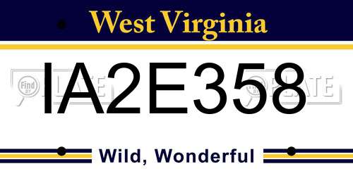 IA2E358 West Virginia License Plate