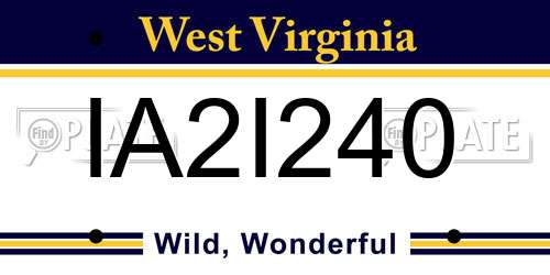 IA2I240 West Virginia License Plate