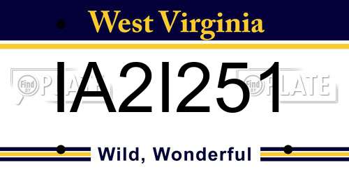 IA2I251 West Virginia License Plate