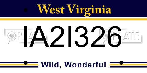 IA2I326 West Virginia License Plate