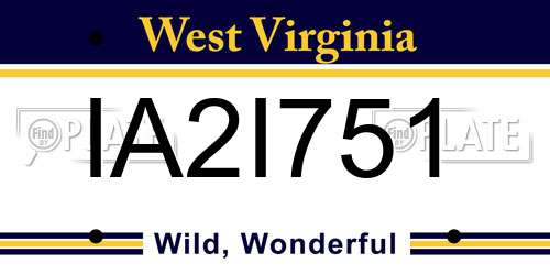 IA2I751 West Virginia License Plate