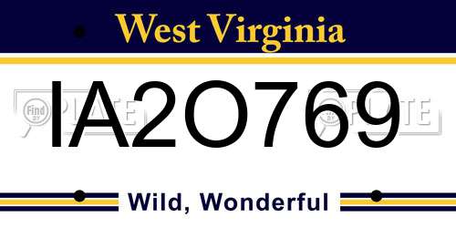 IA2O769 West Virginia License Plate