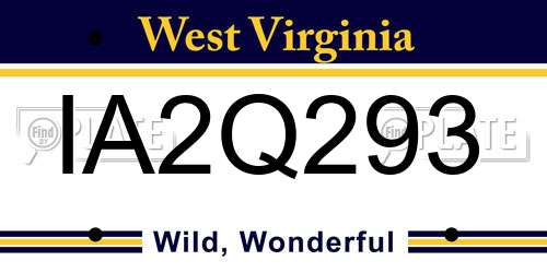 IA2Q293 West Virginia License Plate