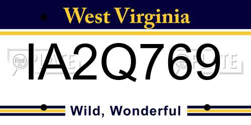 IA2Q769 West Virginia License Plate