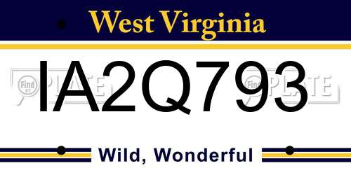 IA2Q793 West Virginia License Plate