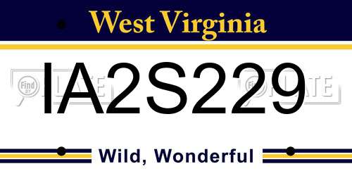 IA2S229 West Virginia License Plate