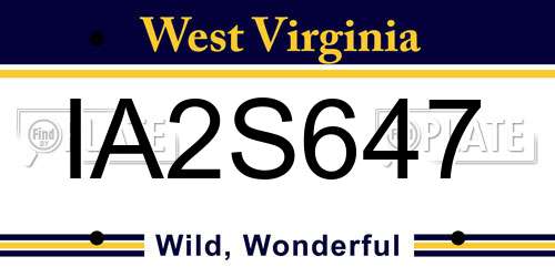 IA2S647 West Virginia License Plate