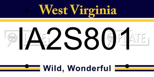 IA2S801 West Virginia License Plate