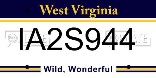 IA2S944 West Virginia License Plate