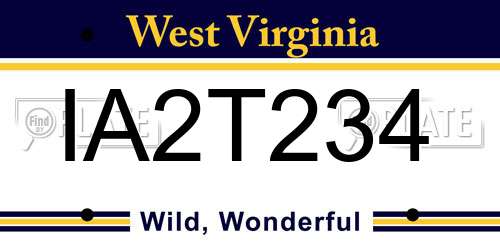 IA2T234 West Virginia License Plate