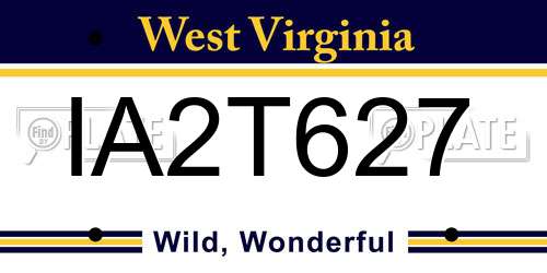 IA2T627 West Virginia License Plate