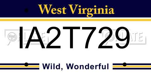 IA2T729 West Virginia License Plate