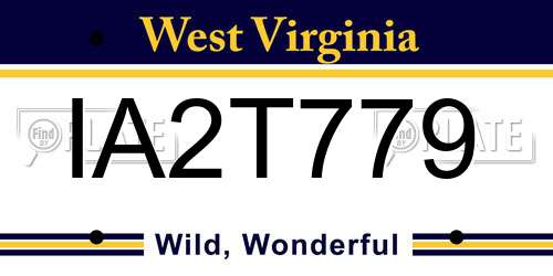 IA2T779 West Virginia License Plate