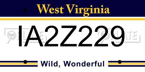 IA2Z229 West Virginia License Plate