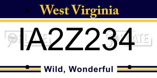 IA2Z234 West Virginia License Plate