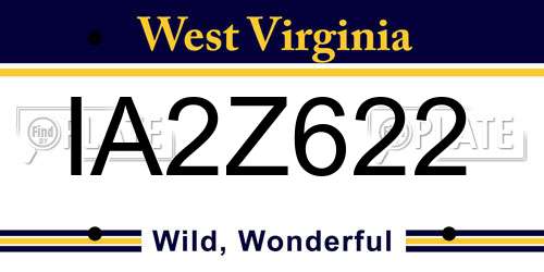 IA2Z622 West Virginia License Plate