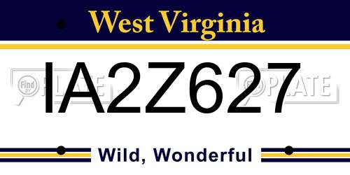 IA2Z627 West Virginia License Plate