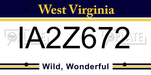 IA2Z672 West Virginia License Plate