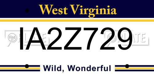 IA2Z729 West Virginia License Plate