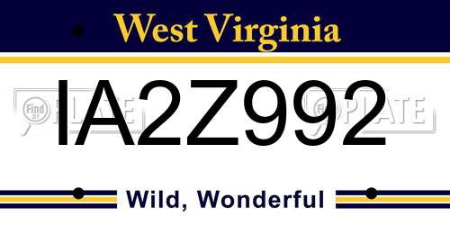 IA2Z992 West Virginia License Plate