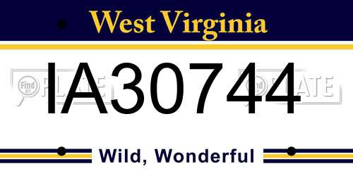 IA30744 West Virginia License Plate
