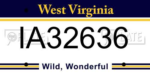 IA32636 West Virginia License Plate