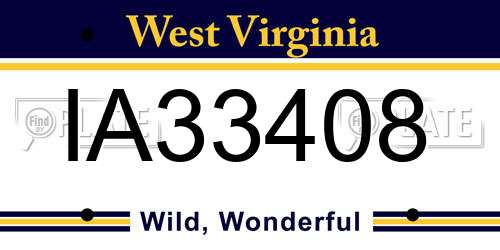 IA33408 West Virginia License Plate