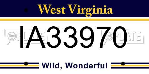 IA33970 West Virginia License Plate